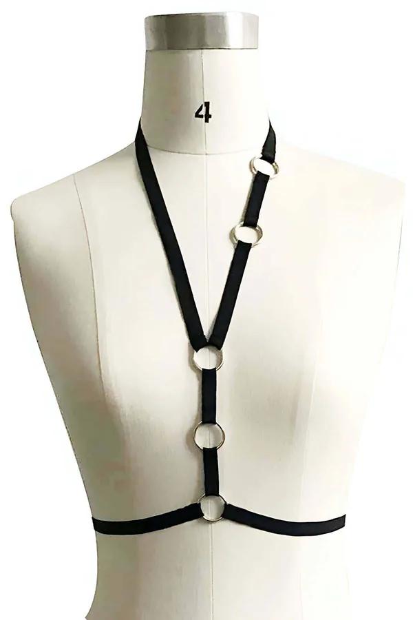 Lastik Bantlı O Halka Detaylı Göğüs Harness