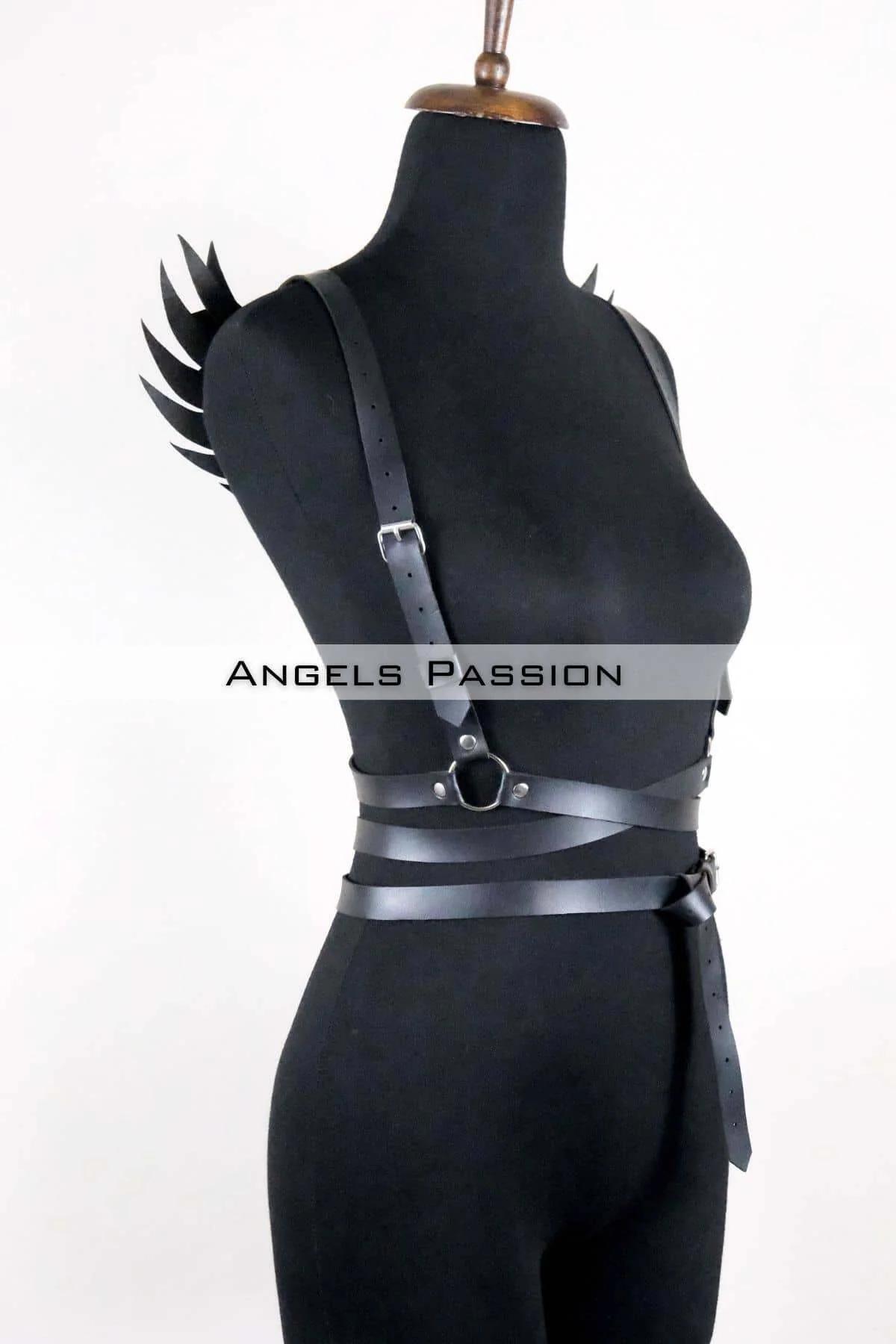 Kanatlı Detaylı Şık Göğüs Harness , Kanat Detaylı Deri Kemer - APFT1097