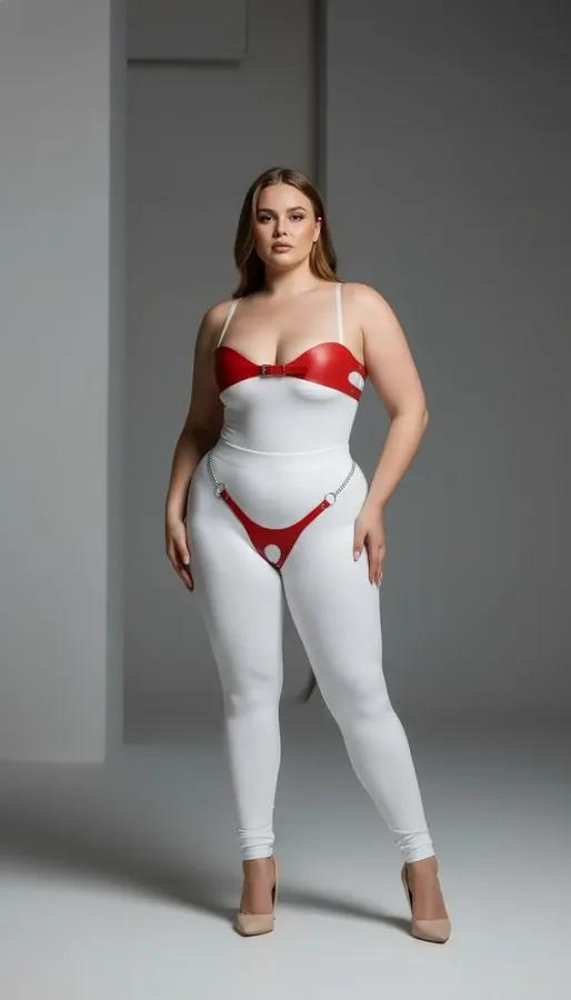 Yapılandırılmış büstiyer üst ve gümüş zincirle bağlı eşleşen kalça parçalı kırmızı suni deri zincirli vücut harness seti