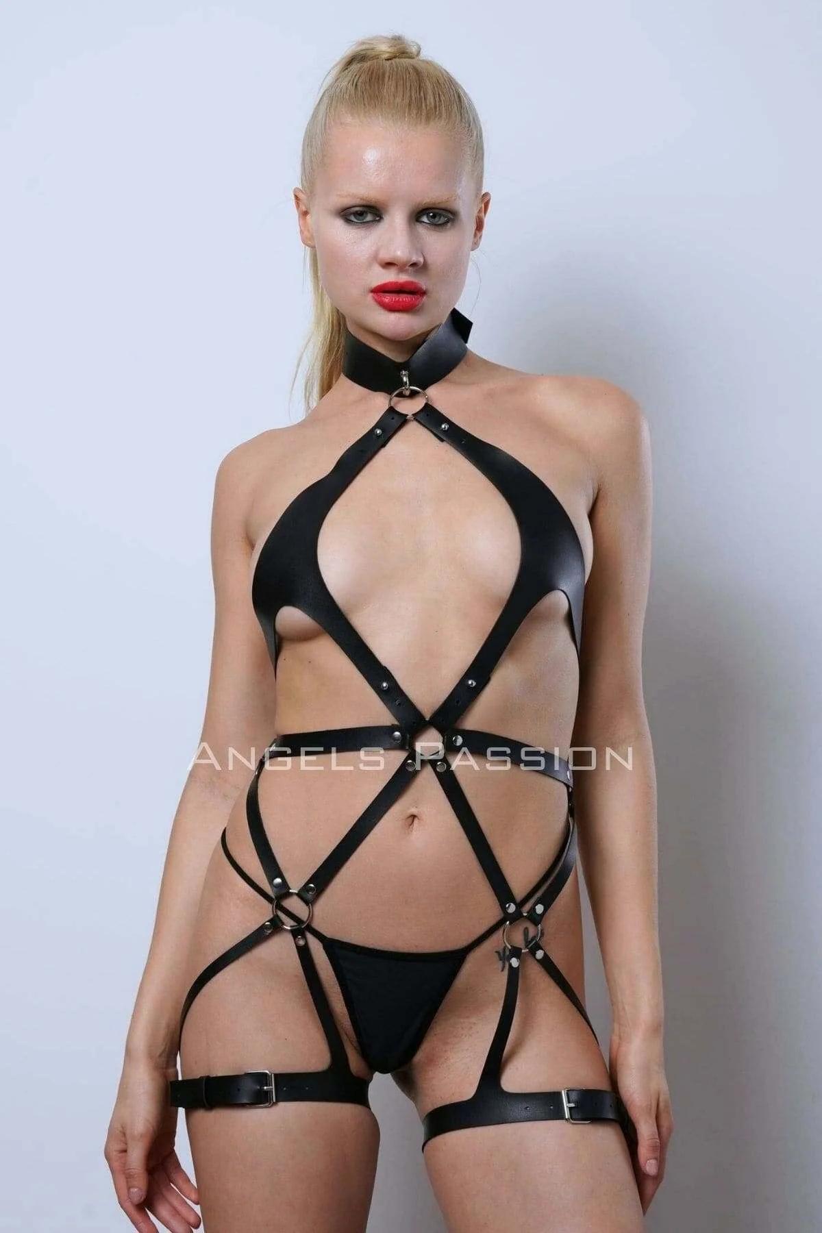 Vegan Deri Harness, Full Body Deri Harness, Erotik Deri İç Giyim - APFT1331