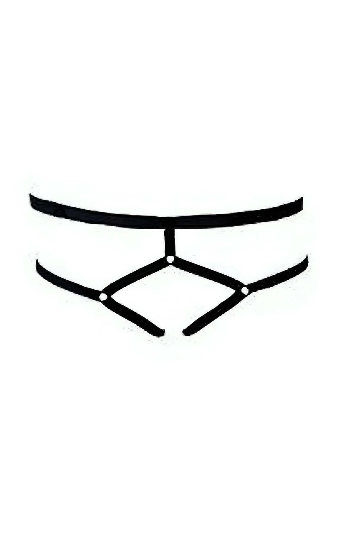 yumuşak polyamide krem kumaş siyah elastik kafes bikini arka görünüm modern stil