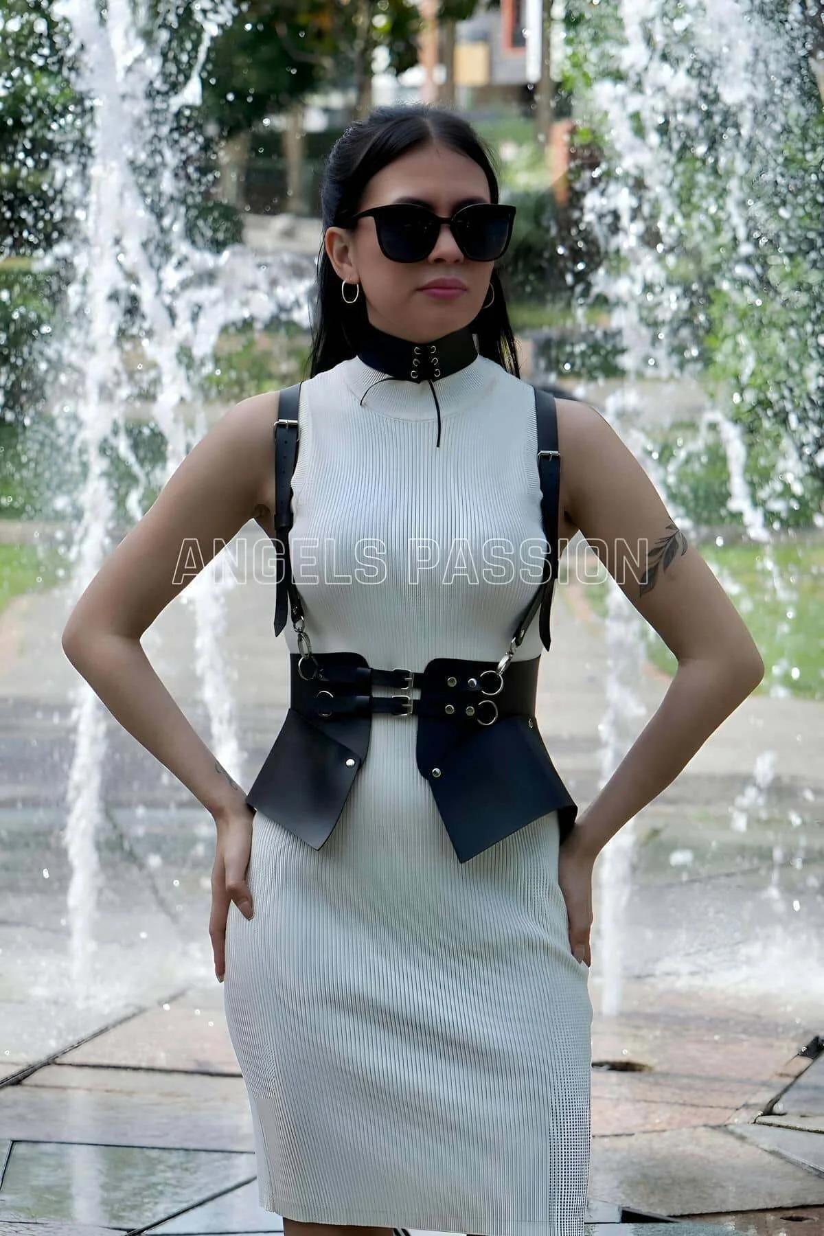 Vücut Harness ve Choker Deri Takım