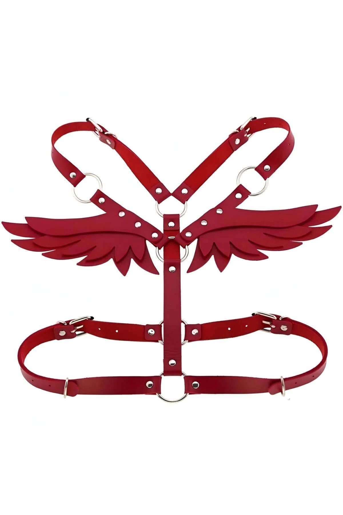 kırmızı vegan deri harness toka ayar noktası ve bant genişliği 1,5 cm detay