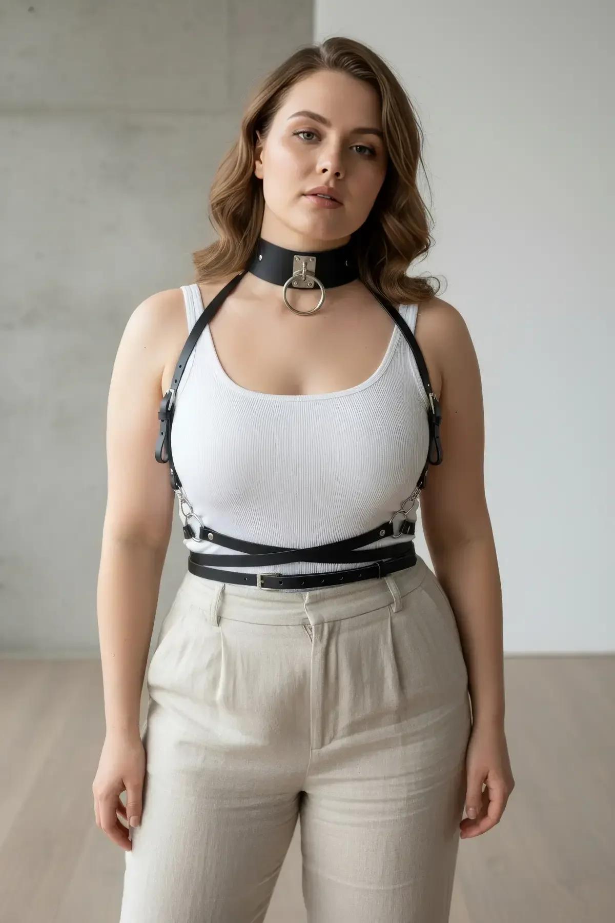 büyük beden siyah harness bel bandı ayarlı toka detayı