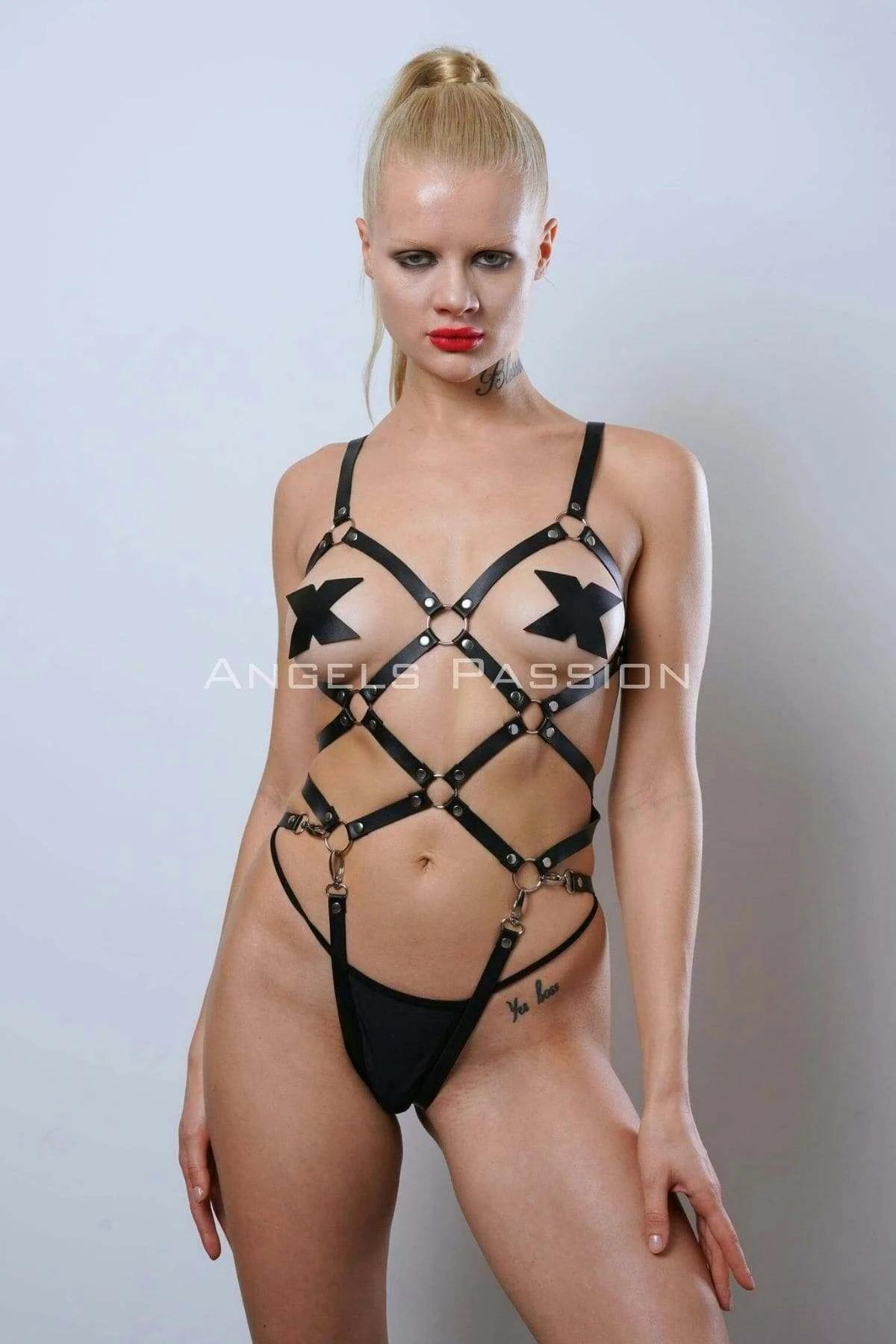 Deri Fantezi Giyim, Vücudu Saran Full Body Harness - APFT811