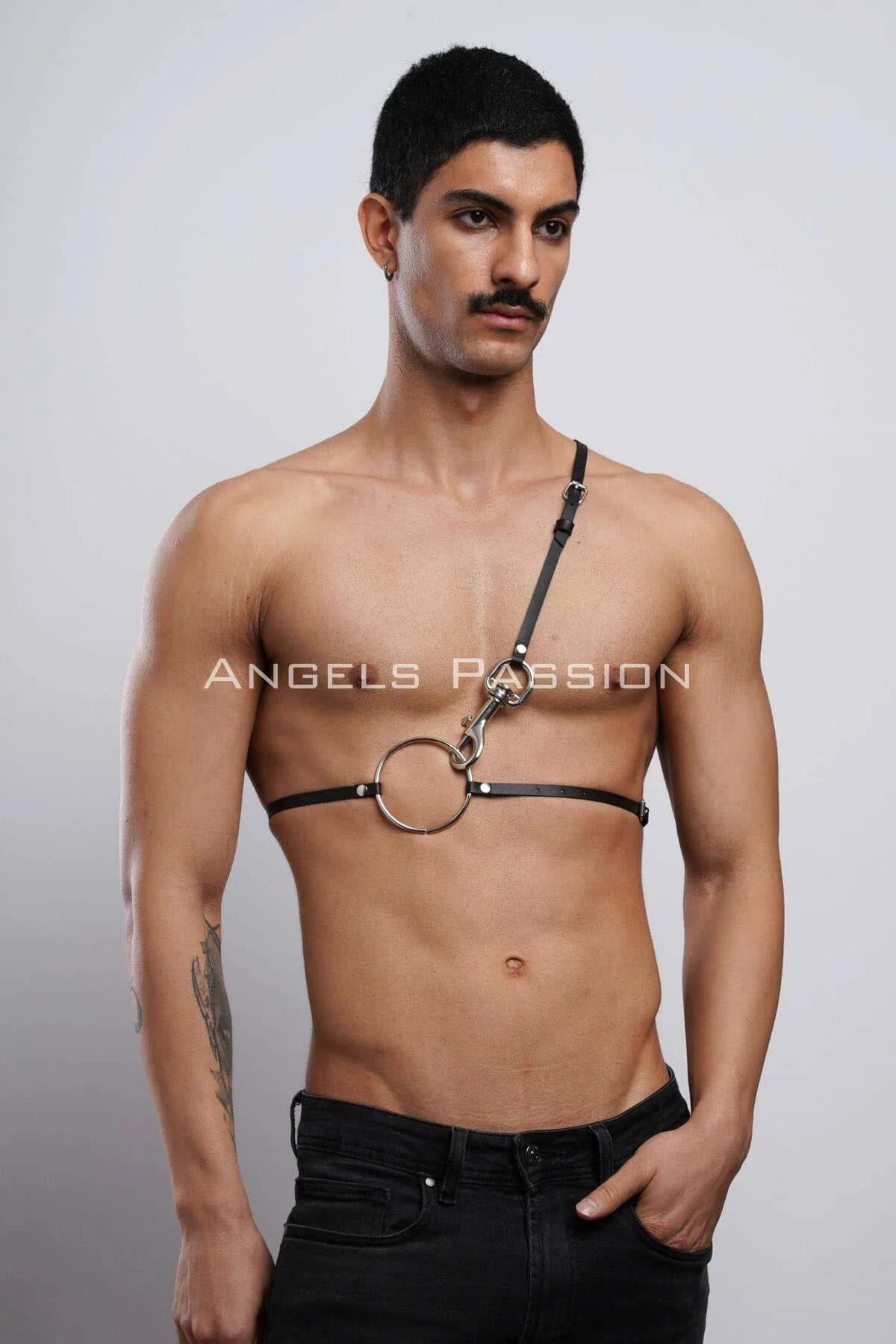 Omuz Detaylı Erkek Deri Göğüs Harness, Gömlek Kemeri - APFTM110
