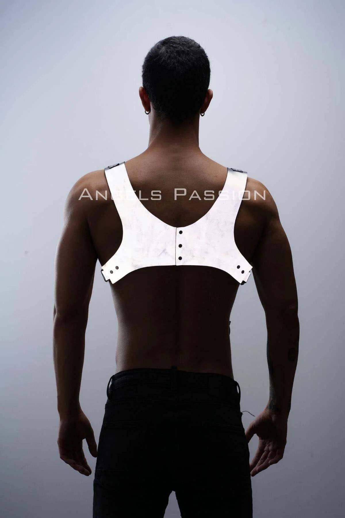 Karanlıkta Parlayan - Reflektörlü Pantolon Askısı, Erkek Göğüs Harness - Reflektörlü Clubwear - APFTM135