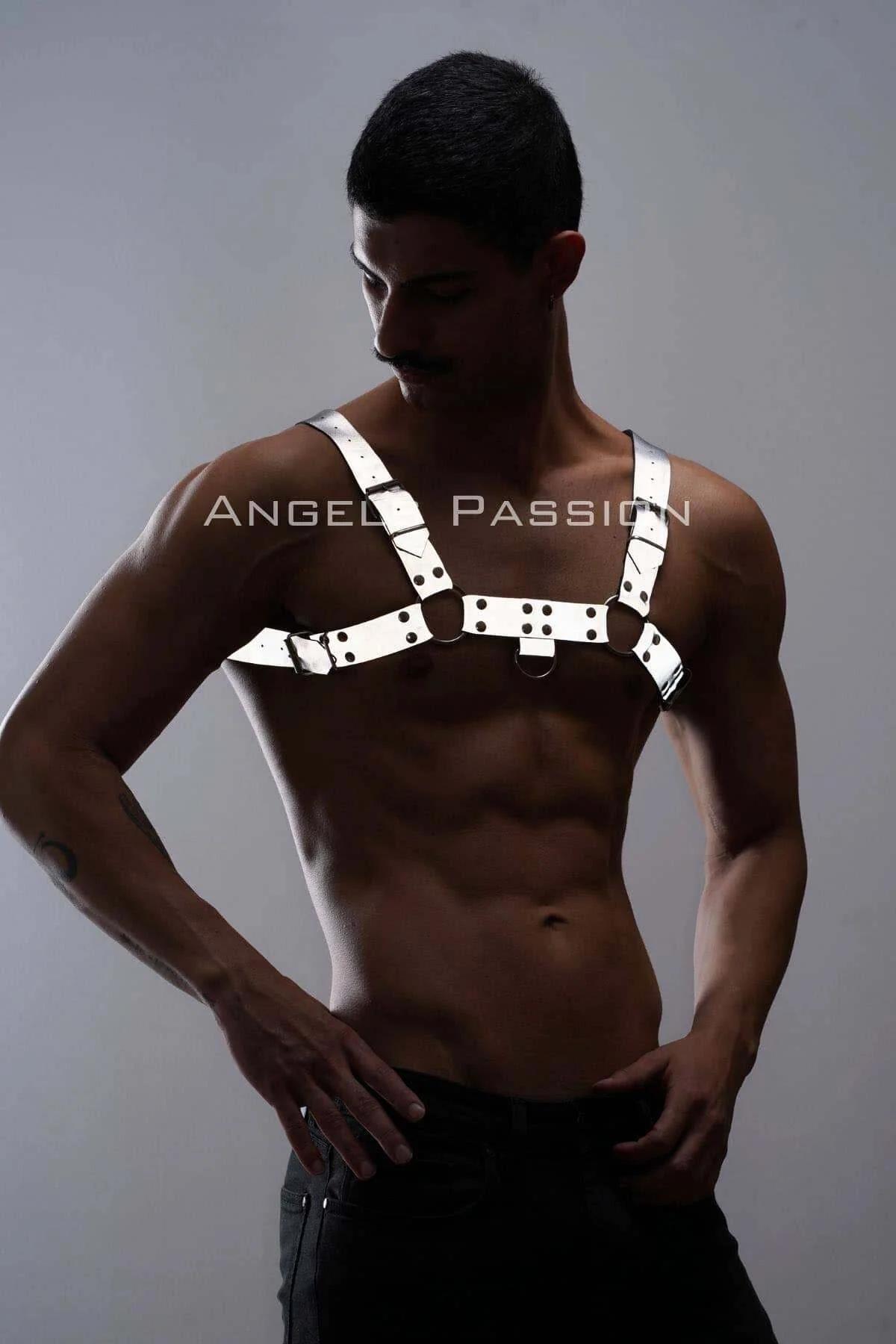 Karanlıkta Parlayan - Reflektörlü Erkek Göğüs Harness, Erkek Partywear - APFTM149