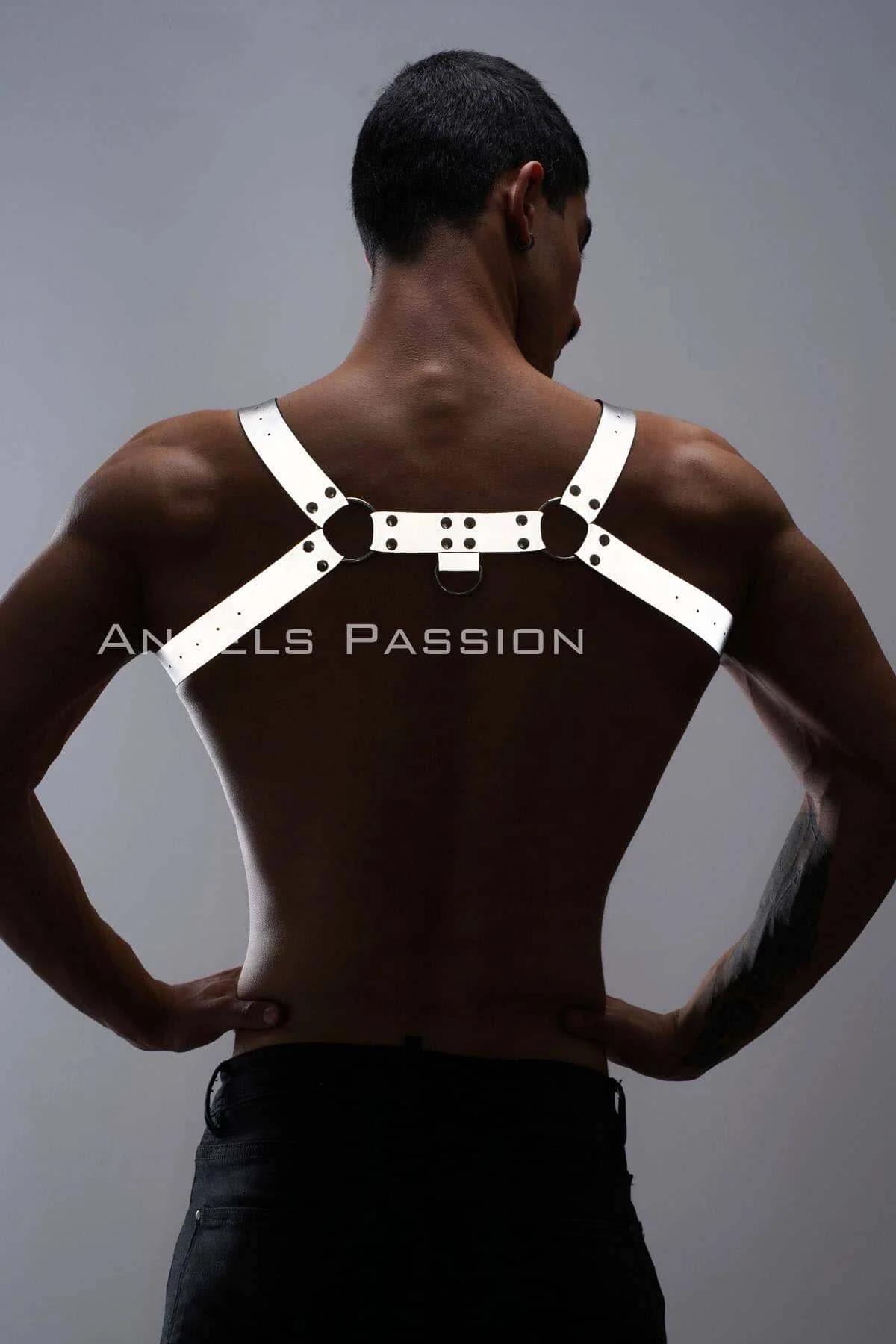 Karanlıkta Parlayan - Reflektörlü Erkek Göğüs Harness, Erkek Partywear - APFTM149