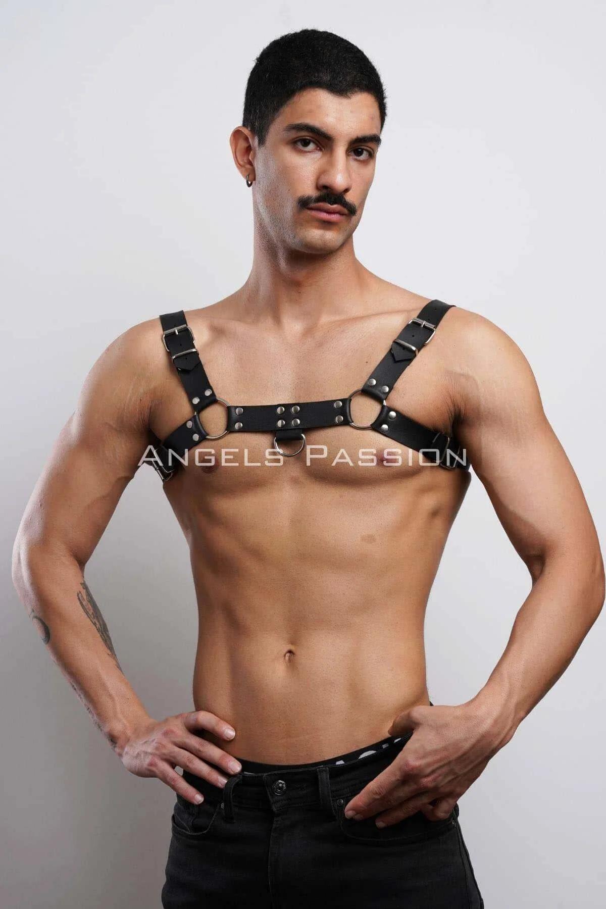 Erkek Bulldog Harness, Deri Göğüs Aksesuar, Deri Erkek Fantazi Giyim - APFTM149