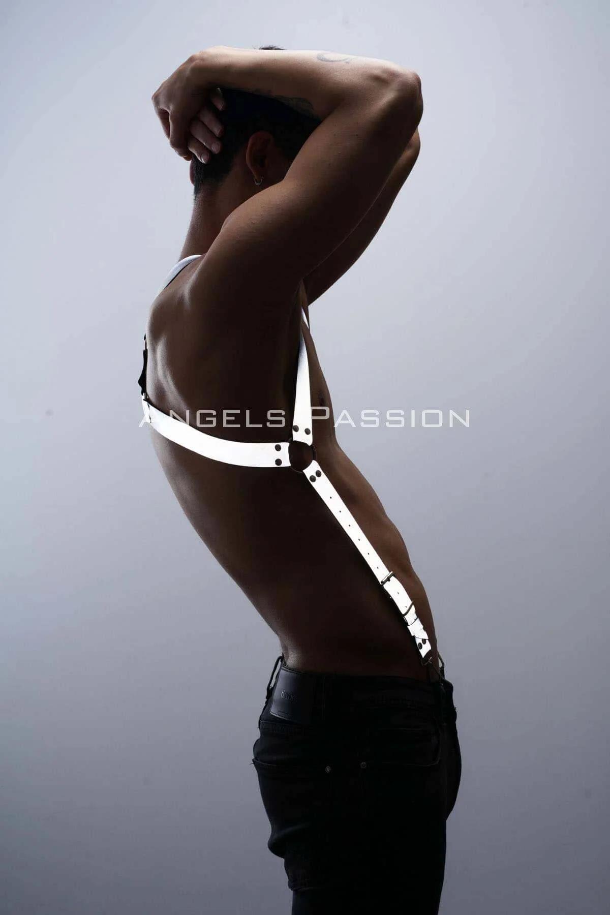 Reflektörlü (Karanlıkta Parlayan) Göğüs Harness, Erkek Pantolon Askısı, Reflektörlü Clubwear - APFTM160