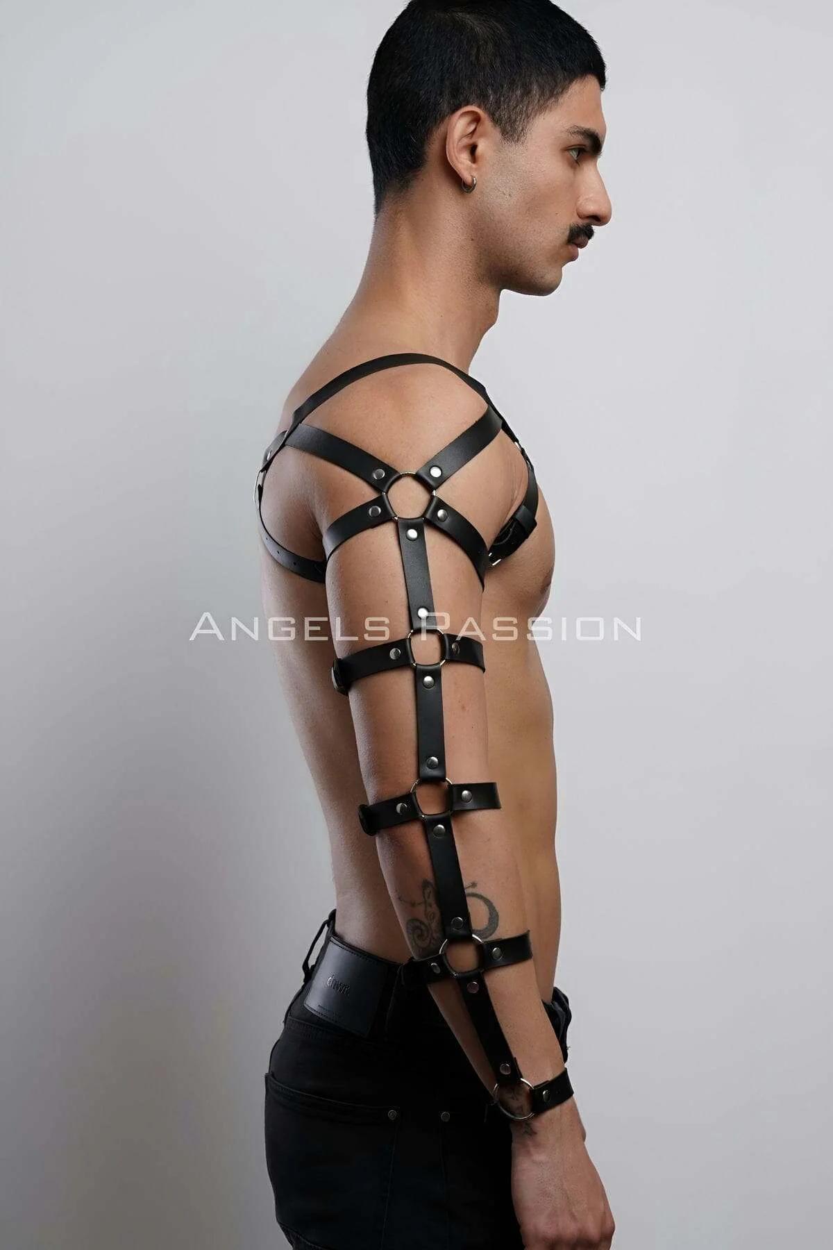 Erkek Deri Kol ve Göğüs Harness, Deri Fantazi Giyim - APFTM166