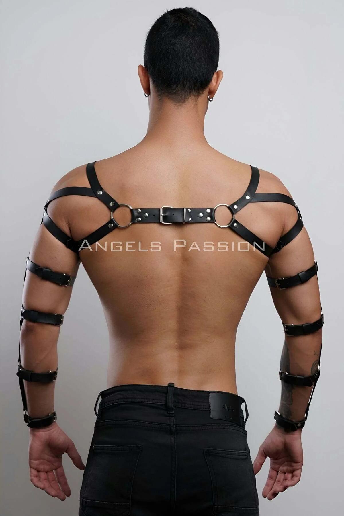 Erkek Deri Kol ve Göğüs Harness, Deri Fantazi Giyim - APFTM166