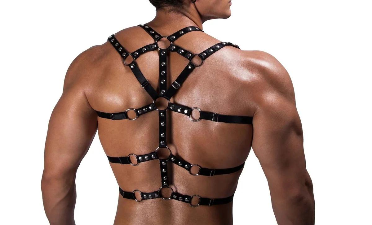 ayarlanabilir bel tokası siyah erkek göğüs harness metal toka detayı