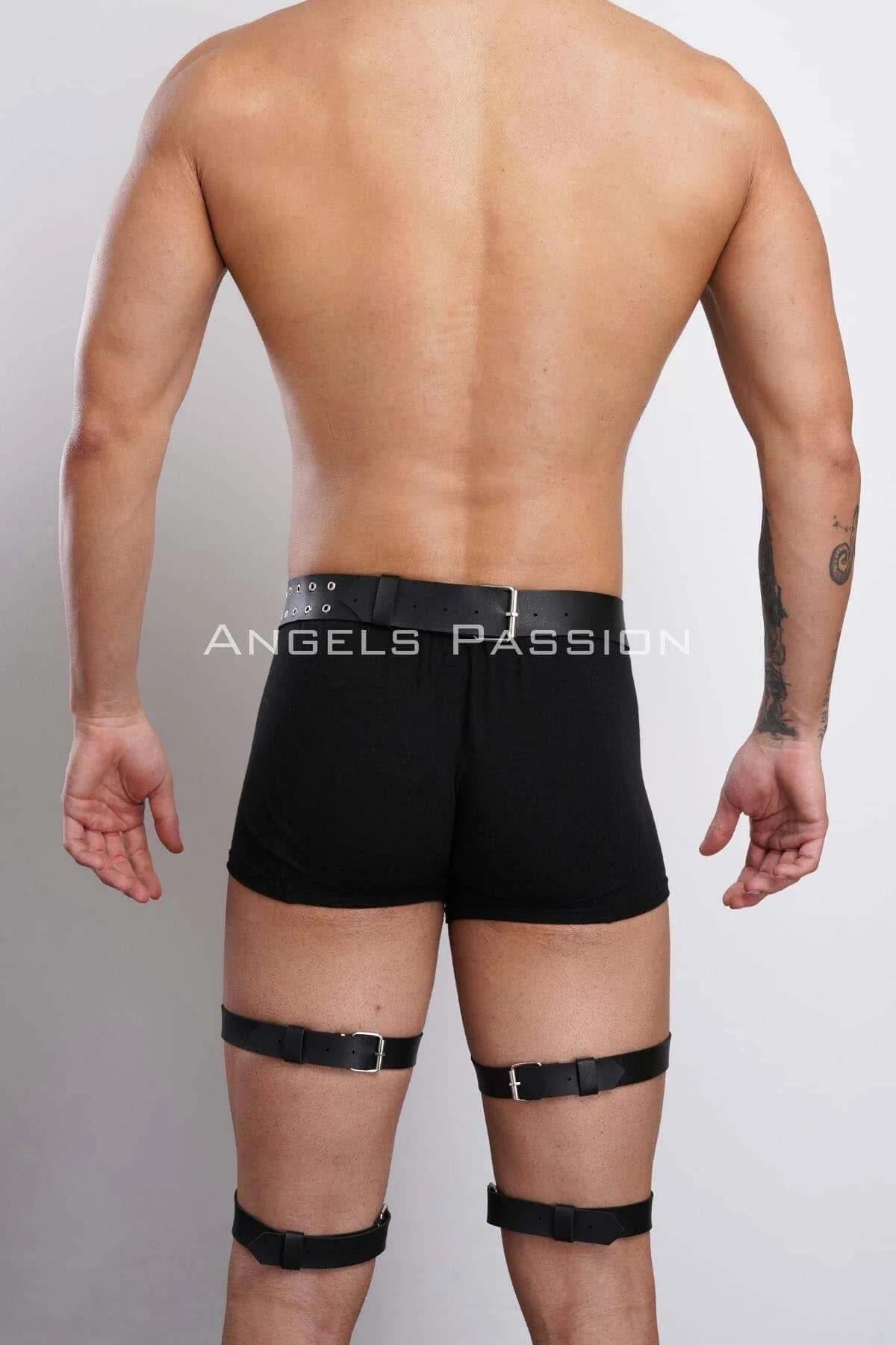 Perçin Detaylı Şık Erkek Bacak Harness, Erkek Fantazi Jartiyer Harness - APFTM193