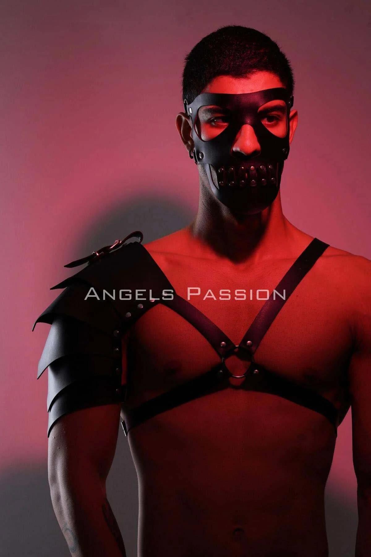 Maske Detaylı Tek Kol Barbar Kostüm Takım, Erkek Deri Cosplay Takım - APFTM197