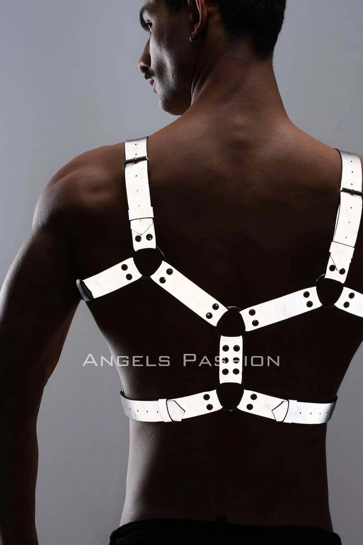 Reflektörlü - Karanlıkta Yansıyan Erkek Göğüs ve Bacak Harness Takım - APFTM199