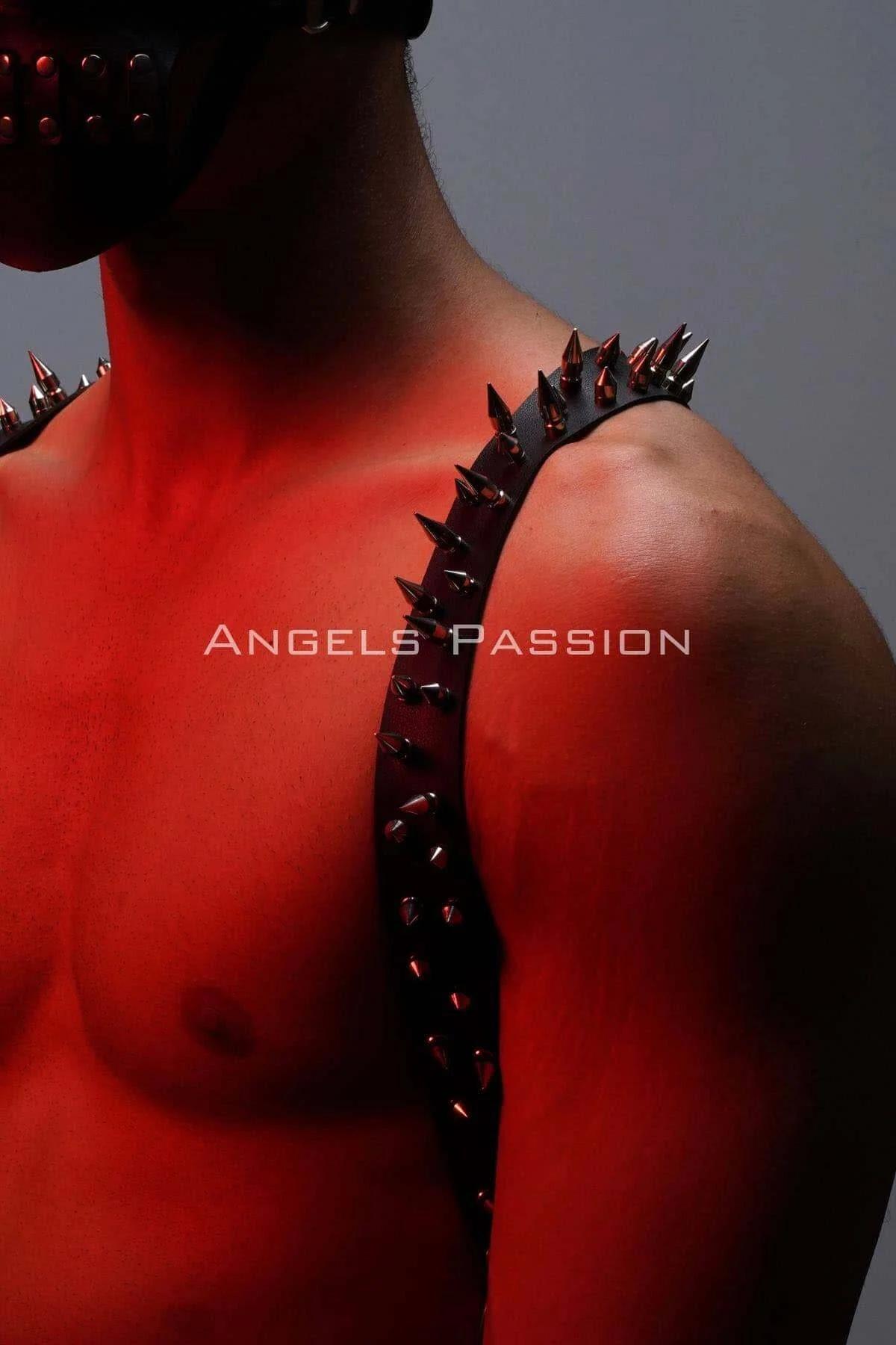 Çivi Detaylı ve Maskeli Erkek Harness Takım, Erkek Clubwear, Erkek Göğüs Harness - APFTM204