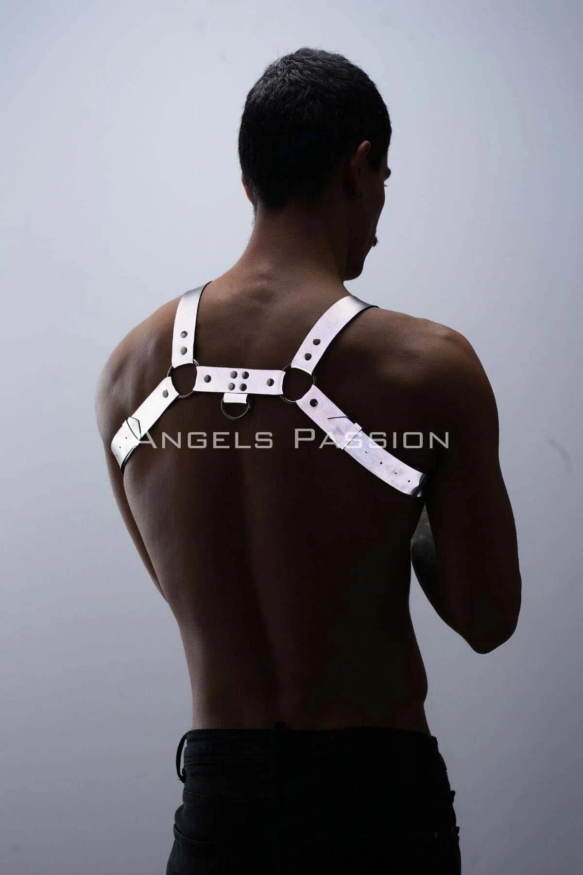 Reflektörlü (Karanlıkta Parlayan) Erkek Göğüs Harness, Reflektörlü Pantolon Askısı, Clubwear - APFTM23