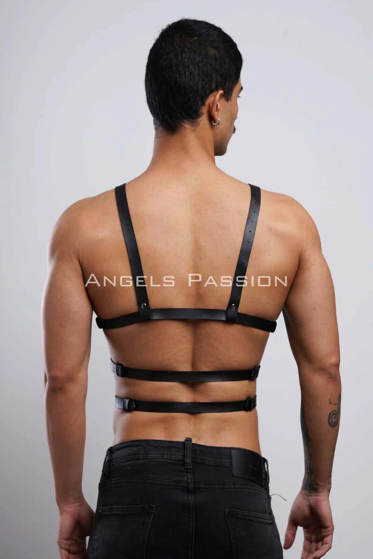 siyah erkek harness metal çinko alaşım toka ve O-halka donanım detayı