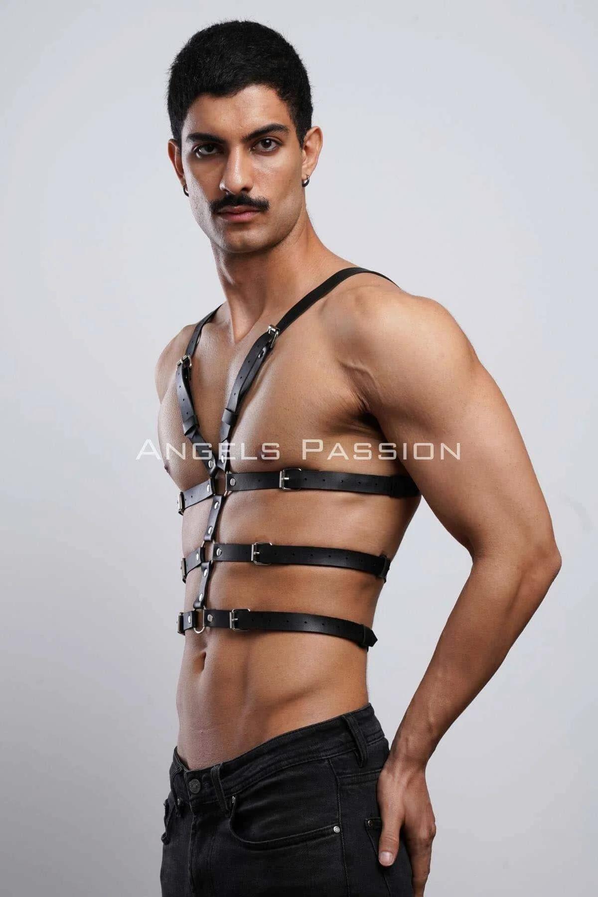 Erkek İç Giyim Seksi Fantazi Giyim - Erkek Deri Fantazi Giyim - Seksi Erkek Deri Harness - APFTM38