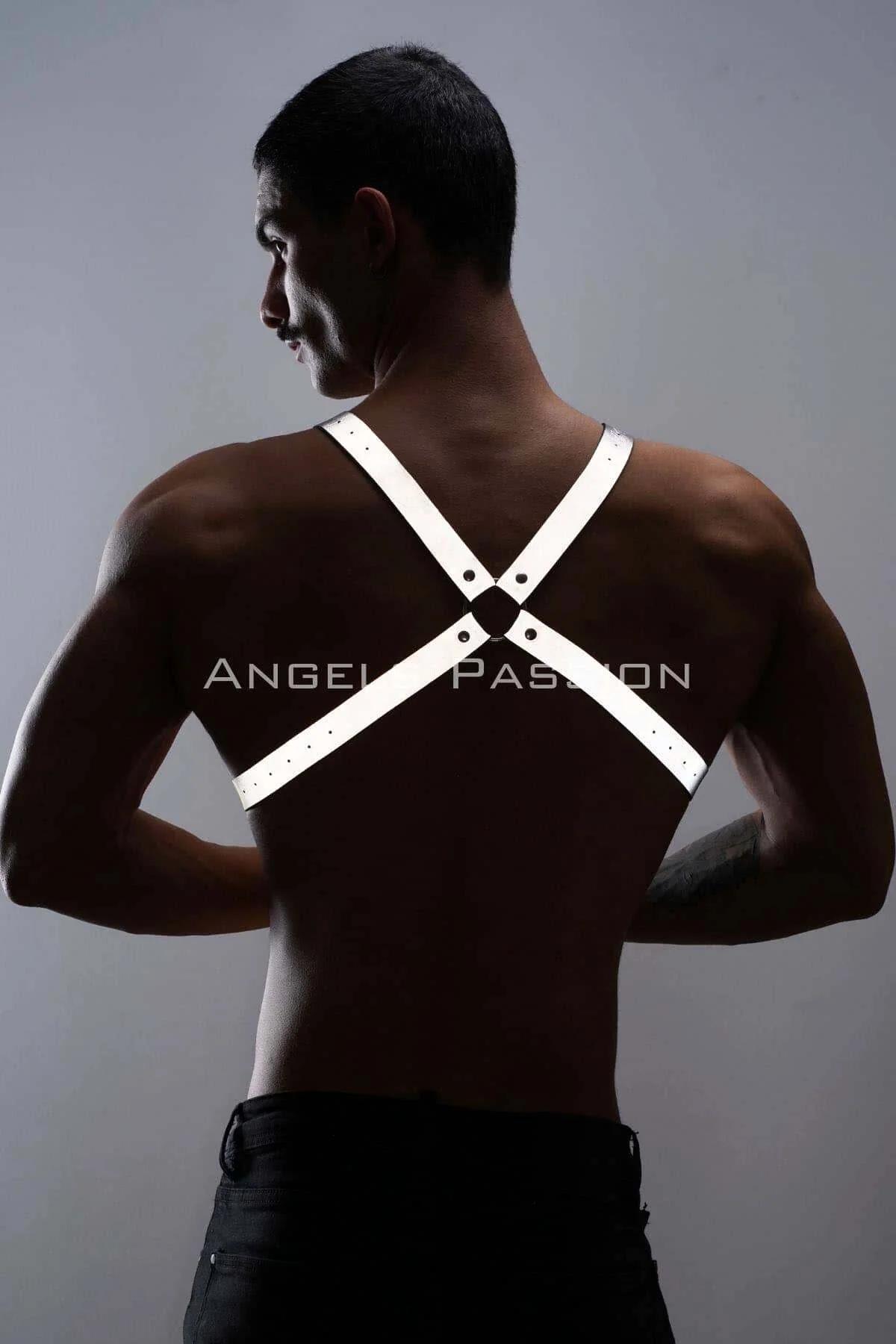 Reflektörlü (Karanlıkta Yansıyan) Erkek Göğüs Harness, Erkek Parti Giyim - APFTM43