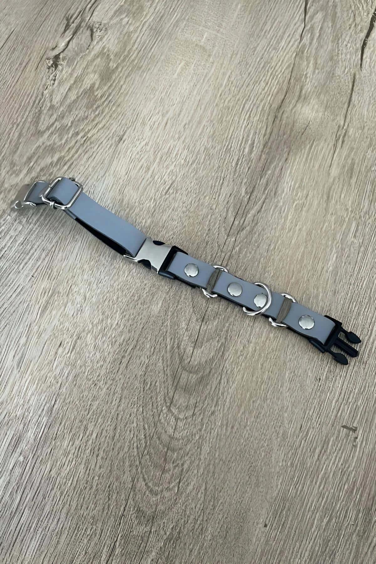 ayarlanabilir gri kedi koşum takımı snap-hook kopça yakın çekim